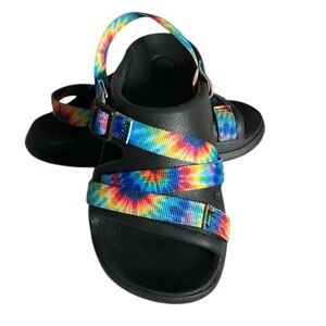 Chaco Chillos Sport Kid's Sandals Black with Tie Dye Unisex Size 1
